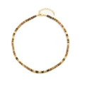 Tiger eye beaded necklace with stainless steel sun pendant and adjustable gold clasp - Multicolor Beaded Style / Picture Stone Color
