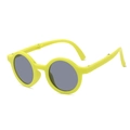 Foldable bright yellow round sunglasses for kids with dark protective lenses - Yellow