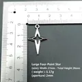Ciondolo a stella a quattro punte in lega di zinco argento con misure dimensionali - Argento Antico / 2,8 cm (Grande)