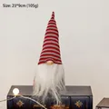 Christmas gnome doll with red grey striped knit hat and white beard on book 23x9cm - Striped Knitted Hat (Doll No. 13)
