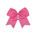 Pink grosgrain ribbon hair bow with sparkling silver rhinestones and elastic band - Rose Red