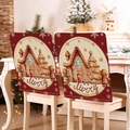 Red Christmas chair cover set with gingerbread house and Merry festive pattern decoration - Red Gingerbread House (YTM2-12)