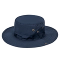 Wide brim navy blue outdoor sun hat with metallic side snaps and breathable eyelets - One Size / Navy Blue