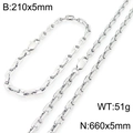 Set di gioielli unisex in acciaio inossidabile argento con bracciale e collana - Collana / Color Acciaio