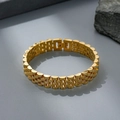 Elegant gold titanium steel bracelet featuring a classic five-link watch band design style - 10mm Gold Straight Five-bead Jewel