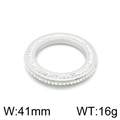 Ciondolo circolare cavo in acciaio inossidabile argento con cristalli, 41mm - Ciondolo cavo rotondo color acciaio da 41mm (KLJ3578-Z)