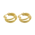 Triple-layered 925 sterling silver hoop earrings with a polished gold-plated finish - 18K Gold