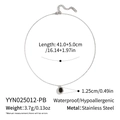 Collier en acier inoxydable argenté avec pendentif ovale noir et détails de dimensions - Style Noir Argenté (YYN025012-PB) / Argenté