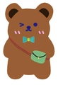 Astuccio a forma di orsetto di peluche marrone con ricami e borsa a tracolla verde - Orso Dodo con Orecchie Tonde