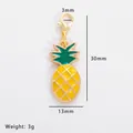 Detail of yellow pineapple alloy charm with lobster clasp and dimensional measurements - 3D Pineapple (31435)