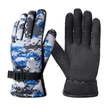 Blauwe digitale camouflage winterhandschoenen met antislip handpalm en polsbandje - Eén maat / Camouflage Gemengde Kleuren