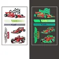 Luminous racing car waterproof temporary tattoos with F1 style and checkered flag - Racing Glow Style (WS-K239)