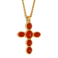 Collana a croce vintage in acciaio inossidabile placcato oro 18K con gemme rosse - Collana con Pendente a Croce di Rubino-Oro