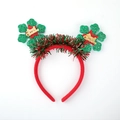 Christmas headband in red velvet with green glitter clover ornaments and Merry Christmas stars - 37# Green Flower