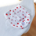 White pet sanitary pants with red strawberry prints and elegant lace edge trim - Strawberry