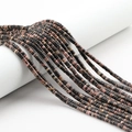 2x4mm natural stone tube beads in pink, black, and brown speckled finish for DIY jewelry - Rhodonite with Black Lines