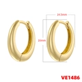 Polished gold plated oval hoop earrings with 14.5mm width and 16mm height dimensions - 16mm / Gold