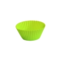 Neon green round silicone muffin cup with flexible pleated edges for easy cake mold release - Large / Green