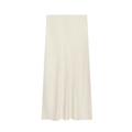 Elegant apricot satin midi skirt with minimalist straight cut and silky finish - XS / Milky White