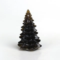 Miniature resin Christmas tree tabletop ornament with dark translucent tiered texture - 03 Smoky Quartz