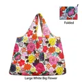Foldable large floral shopping bag in white with colorful botanical prints - Large - White Large Floral