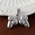 Polished stainless steel game controller pendant in silver finish on shell tray - Gamepad - Steel