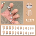 Französische hellblaue Bernstein-Stil künstliche Nägel mit 24er-Set in Mandelform - A3271 (Kleber-Stil)
