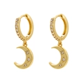 Elegante vergoldete Creolen mit Zirkonia besetztem Halbmond und Sternanhängern - Goldener Mond
