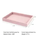 Pink velvet jewelry tray 25x19x3cm with MDF core for rings and necklaces storage - Small Multi-purpose Tray / Pink