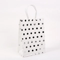 Detail of white kraft paper gift bag with silver polka dots and white rope handles - White Silver Small / 15x11x6cm