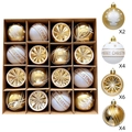 Detail of 16ct gold and white Christmas ball ornaments with Merry Christmas lettering - Gold & White Luxury - 16PCS