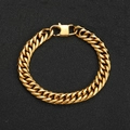 Pulsera cubana de acero inoxidable chapado en oro para hombre con cierre de mosquetón - 9mm / 7 Pulgadas (17.78cm) / Dorado