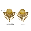Bohemian sunray stud earrings with yellow cat eye stone and vintage gold finish - Yellow Cat Eye Stone