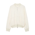 Chaqueta bomber de punto para mujer en color blanco roto con cierre de cremallera - S / Tops / Blanco