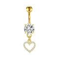 Sparkling gold heart belly button ring with round cubic zirconia and pavé stones - Gold Heart Pendant