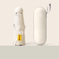 Beige 5-fold capsule travel umbrella with UPF50+ yellow label and hard storage case - 8-Rib Enlarged Vinyl Thickened + Capsule Box / Light Beige