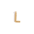 Detailed view of 18K gold plated twisted letter L pendant with textured metal surface - Letter L