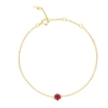 Close-up of gold S925 silver bracelet featuring a round red zircon and adjustable clasp - Bracelet / Rose Red / 18K Gold