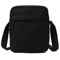 Vertical black canvas shoulder bag for men featuring adjustable strap and zipper pockets - Large / Black