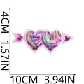 Detailed view of pink sequined heart with arrow embroidery patch, measures 10cm x 4cm - 8# Heart Arrow