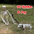 90cm Halloween skeleton and dog prop set for haunted house yard decor displays - New 90cm Skeleton with Dog