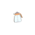 Coffee drip pot enamel pin in orange and white finish with graduation marks - Pour-over Kettle