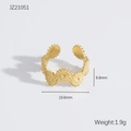Golden titanium steel sunflower open ring with textured gear pattern, size JZ21051 - Gear Flower Hollow (JZ21051)