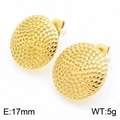 Goldene 17mm runde Ohrstecker mit Hammerschlag-Struktur aus poliertem Edelstahl - Runder Fischschuppenstil (KE113740-KFC) / Gold