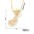 Gold plated crown letter J pendant necklace with white zircons and detailed dimensions - J Style (N00203J-G--J)