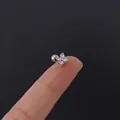 Flower cartilage stud in 316L stainless steel with four teardrop-shaped zircons - Four-Leaf Flower (4#) / Silver