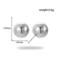 Polished silver stainless steel spherical stud earrings 1cm diameter minimalist style - 1.01cm / Silver Sphere Style (ER-1302)