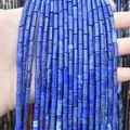 Lapis Lazuli 4x13mm cylinder beads strand with natural golden flecks for DIY jewelry - 4x13mm Tube/Strand / Dyed Lapis Lazuli