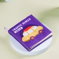 Traffic series baby cloth book with cartoon car pattern and soft purple fabric - Traffic Cognitive Cloth Book Bilingual Version