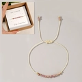 Adjustable pink tourmaline beaded bracelet with gold accents for October birthday gift - October-Pink Tourmaline (Boxed Set)